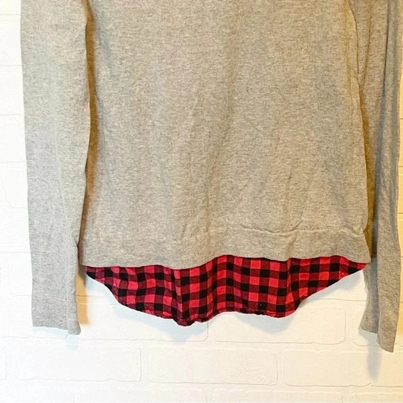 J.crew gray sweater Buffalo check underlay size small - Picture 6 of 8